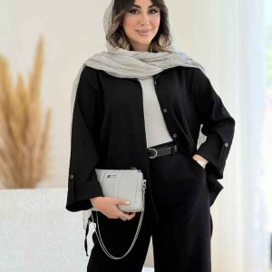 مانتو بغل بند دار آستین پاگن کد 8053