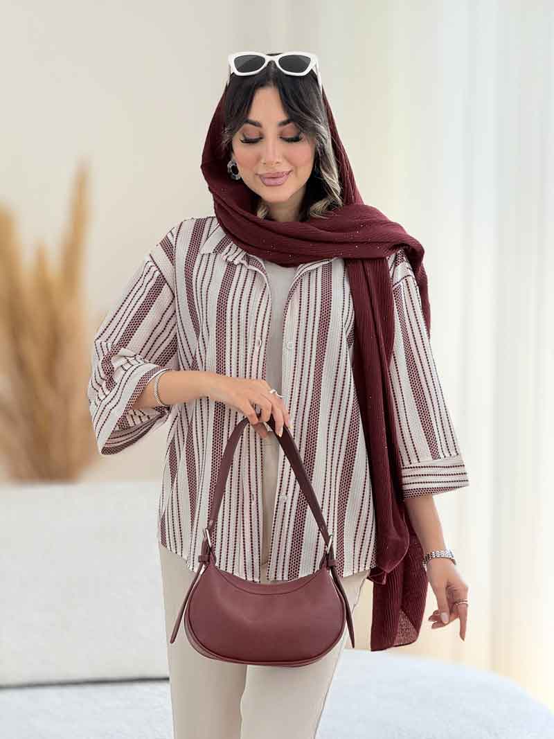 مانتو راه راه بهنوش کد 8102 مانتو راه راه بهنوش کد 8102