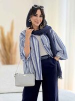 مانتو راه راه بهنوش کد 8102 - تصویر 5