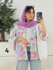 شومیز طرح دار تک جیب دنیز کد 8081 - تصویر 6