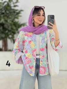 شومیز طرح دار تک جیب دنیز کد 8081 - تصویر 12