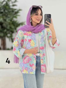 شومیز طرح دار تک جیب دنیز کد 8081 - تصویر 4