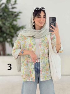 شومیز طرح دار تک جیب دنیز کد 8081 - تصویر 3