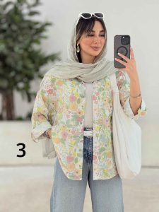 شومیز طرح دار تک جیب دنیز کد 8081 - تصویر 9