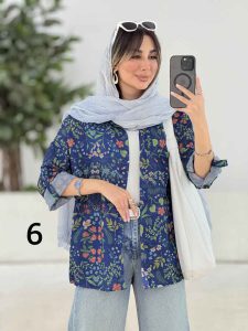 شومیز طرح دار تک جیب دنیز کد 8081 - تصویر 2