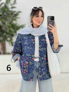 شومیز طرح دار تک جیب دنیز کد 8081 - تصویر 17