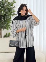 مانتو راه راه طرح دار کد 8118 - تصویر 8