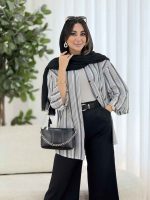 مانتو راه راه طرح دار کد 8118