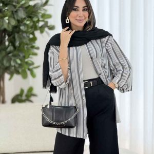 مانتو راه راه طرح دار کد 8118