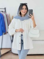 مانتو دو جیب برش دار آوا کد 8135 - تصویر 5