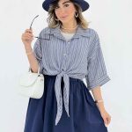 شومیز راه راه گره ای کد 8132