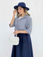 شومیز راه راه گره ای کد 8132 - تصویر 10