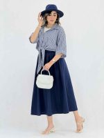 شومیز راه راه گره ای کد 8132 - تصویر 21