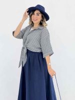 شومیز راه راه گره ای کد 8132 - تصویر 6