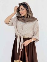 شومیز راه راه گره ای کد 8132 - تصویر 3