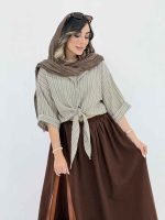 شومیز راه راه گره ای کد 8132 - تصویر 8