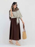 شومیز راه راه گره ای کد 8132 - تصویر 14