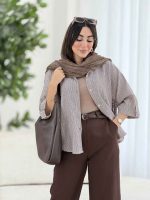 مانتو راه راه آستین پاگن کد 8172 - تصویر 2