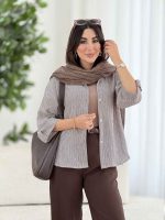 مانتو راه راه آستین پاگن کد 8172 - تصویر 7