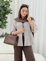مانتو راه راه آستین پاگن کد 8172 - تصویر 14