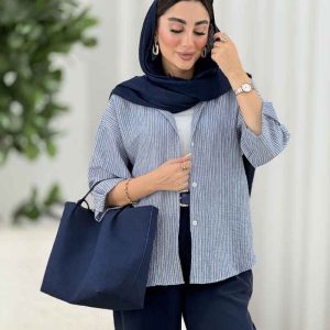 مانتو راه راه آستین پاگن کد 8172