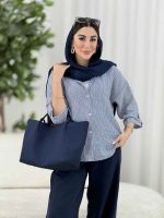 مانتو راه راه آستین پاگن کد 8172 - تصویر 8