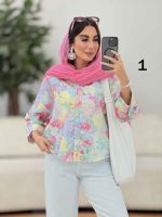شومیز سرآستین دو دکمه طرح گل کد 8276 - تصویر 17