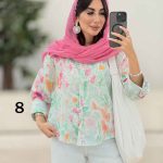 شومیز سرآستین دو دکمه طرح گل کد 8276