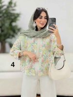 شومیز سرآستین دو دکمه طرح گل کد 8276 - تصویر 23