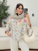 شومیز سرآستین دو دکمه طرح گل کد 8276 - تصویر 22