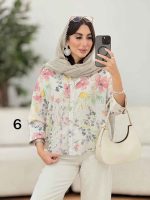 شومیز سرآستین دو دکمه طرح گل کد 8276 - تصویر 6