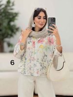 شومیز سرآستین دو دکمه طرح گل کد 8276 - تصویر 14