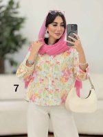شومیز سرآستین دو دکمه طرح گل کد 8276 - تصویر 13