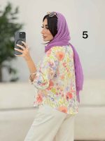 شومیز سرآستین دو دکمه طرح گل کد 8276 - تصویر 12