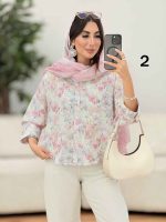 شومیز سرآستین دو دکمه طرح گل کد 8276 - تصویر 19