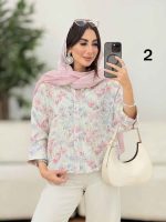 شومیز سرآستین دو دکمه طرح گل کد 8276 - تصویر 3