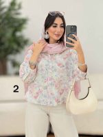 شومیز سرآستین دو دکمه طرح گل کد 8276 - تصویر 11