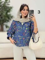 شومیز سرآستین دو دکمه طرح گل کد 8276 - تصویر 2