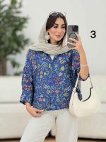 شومیز سرآستین دو دکمه طرح گل کد 8276 - تصویر 26