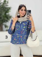 شومیز سرآستین دو دکمه طرح گل کد 8276 - تصویر 10