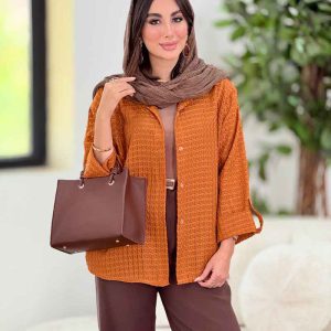 مانتو طرح حصیری آستین پاگن کد 8320