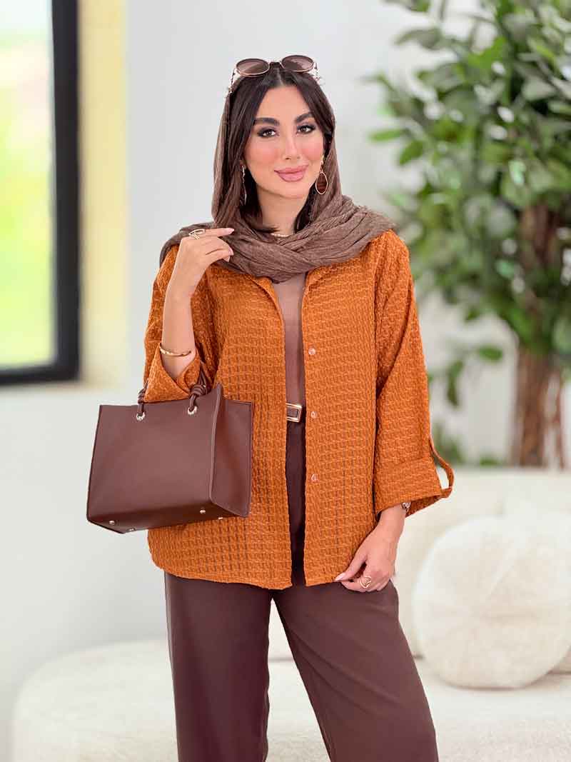 مانتو طرح حصیری آستین پاگن کد 8320