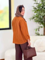 مانتو طرح حصیری آستین پاگن کد 8320 - تصویر 9