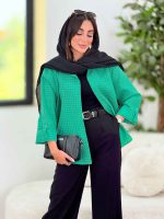 مانتو طرح حصیری آستین پاگن کد 8320 - تصویر 3