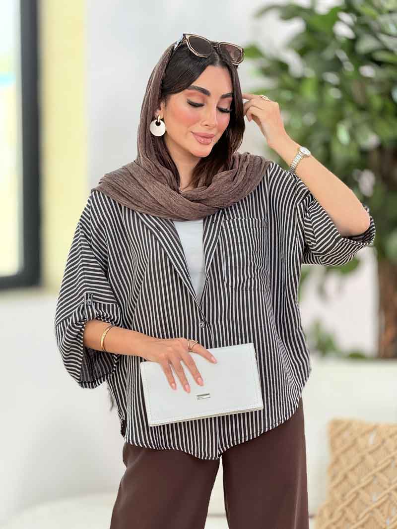 مانتو پانچ راه راه کد 8318