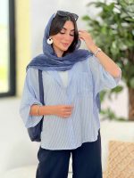 مانتو پانچ راه راه کد 8318 - تصویر 4