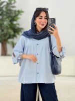 مانتو جلو چین آستین بند کد 8334 - تصویر 2