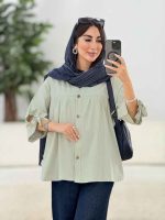 مانتو جلو چین آستین بند کد 8334 - تصویر 10