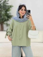 مانتو جلو چین آستین بند کد 8334 - تصویر 12