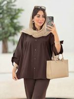 مانتو جلو چین آستین بند کد 8334 - تصویر 18